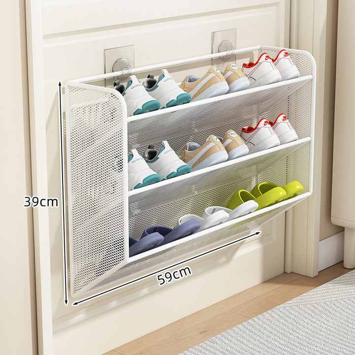 slim overdoor mesh shoe rack organizer with ventilated angled shelf Stornfield