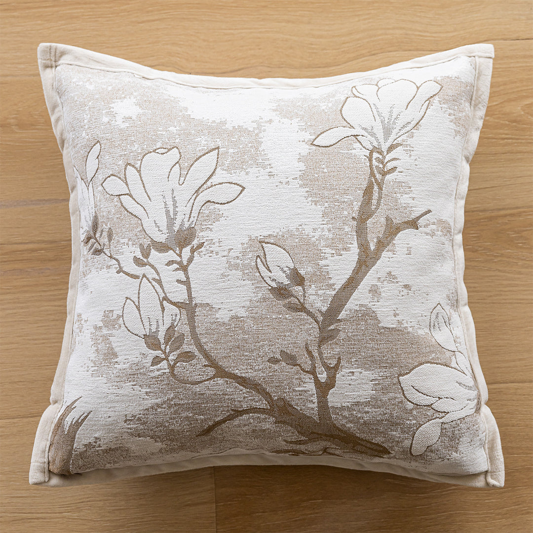 Floral Decorative Pillow with Textured Fabric