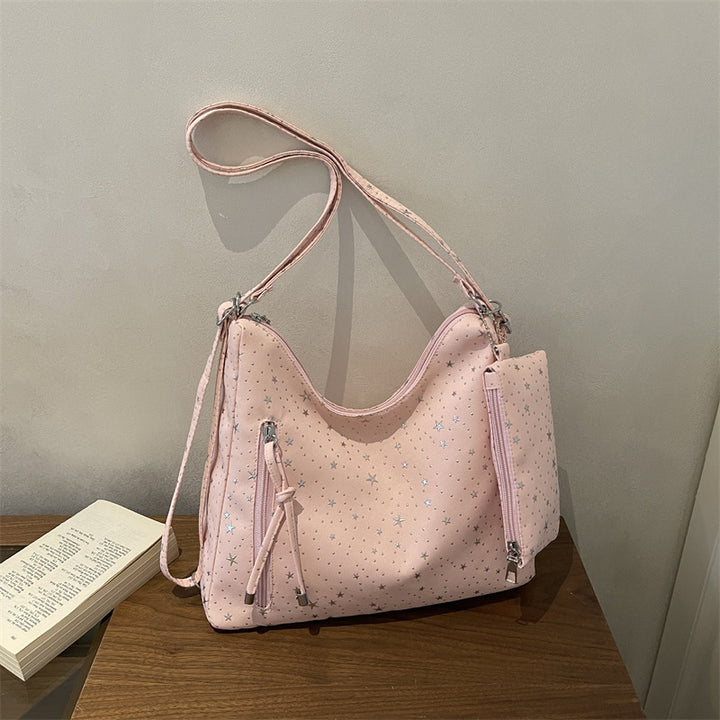 Star-Embellished Hobo Handbag