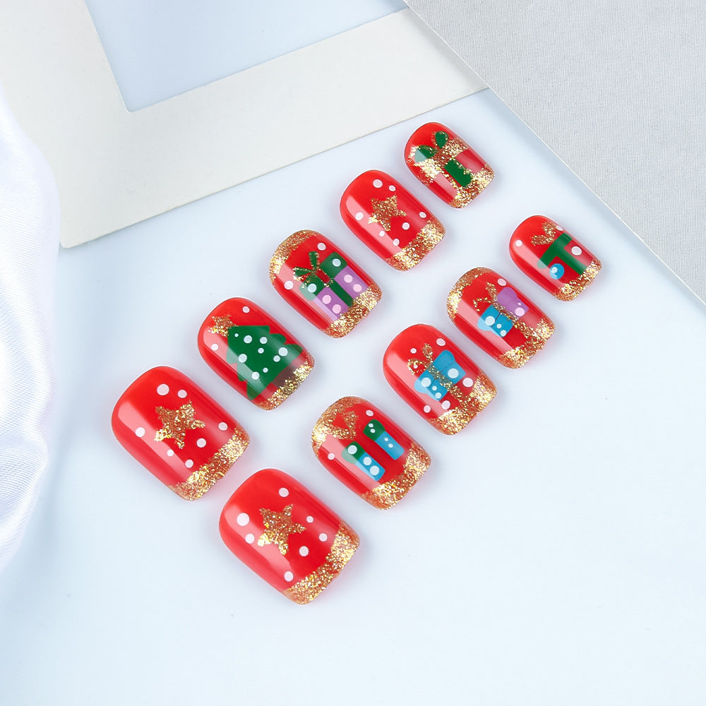 Festive Christmas Themed Press-On Nail Art Stornfield