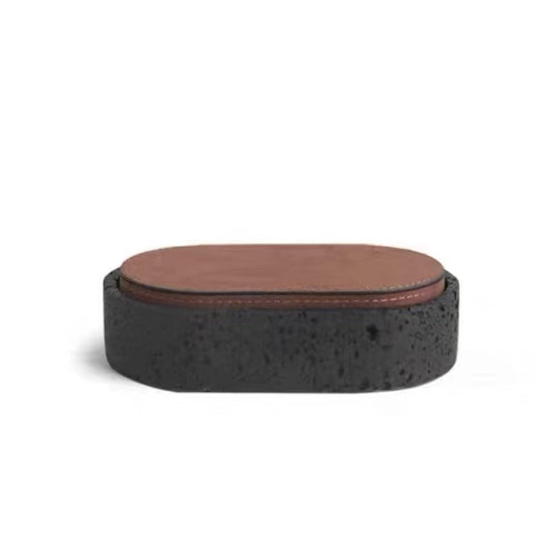Leather and Stone Desk Organizer