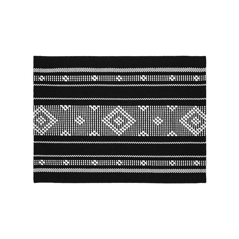 Handwoven table runner made of cotton blend with fringes and geometric dot jacquard Stornfield