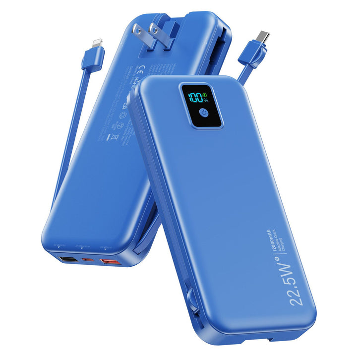 Power bank with digital LCD display and integrated charger Stornfield