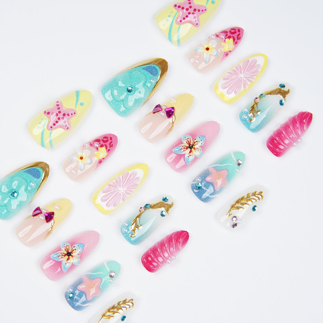 Colorful artificial nails with rhinestones Stornfield