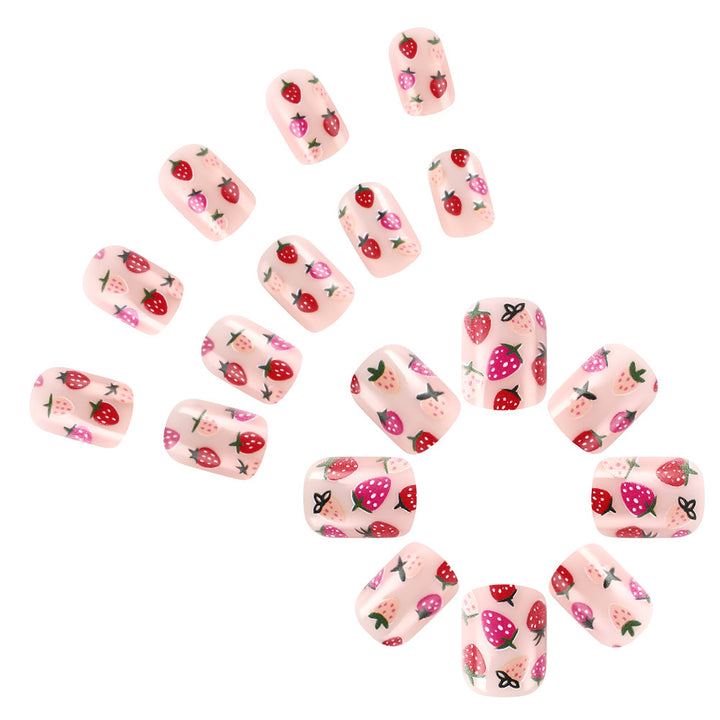 Strawberry-Themed Press-On Nail Art Stornfield
