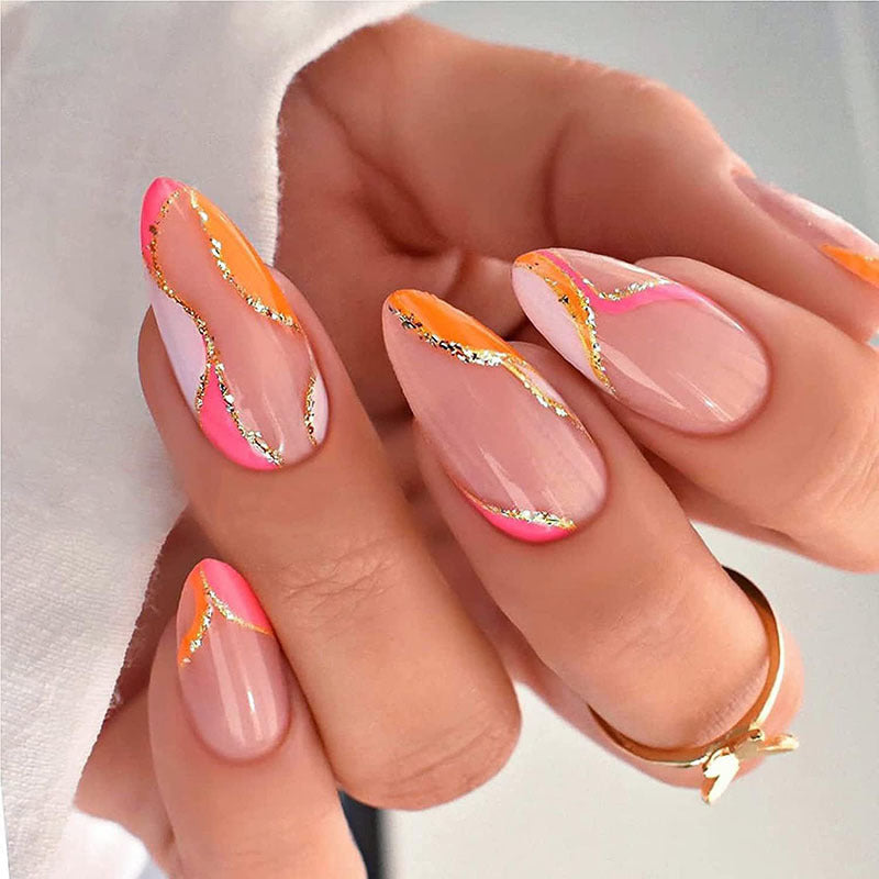 Artistic Glitter-Enhanced Stiletto Nail Art