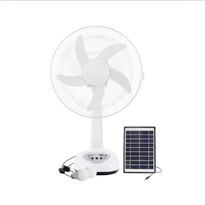 Women's solar-powered pedestal fan with integrated LED lighting and flexible control system Stornfield