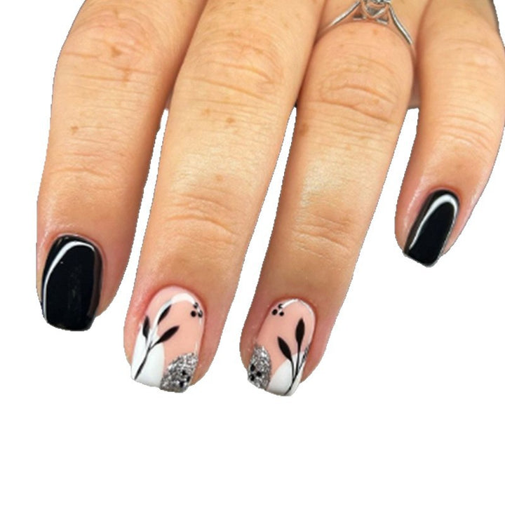 Artistic Floral and Glitter Press-On Nails Stornfield