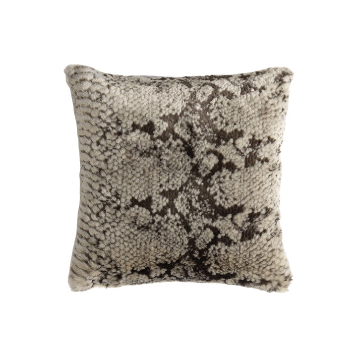 Square decorative cushion made of soft faux fur with inner cushion