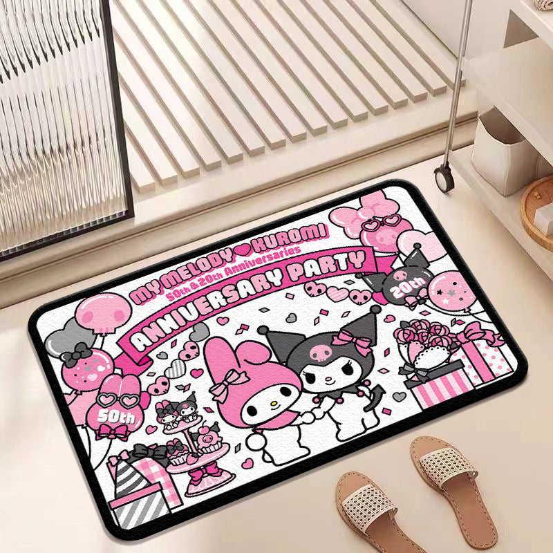 Cartoon-Themed Anniversary Celebration Floor Mat