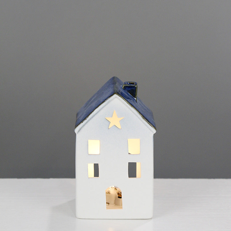 Ceramic House-Shaped Decorative Lantern Stornfeild