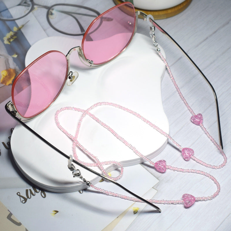 Heart-Embellished Beaded Eyewear Chain Stornfield