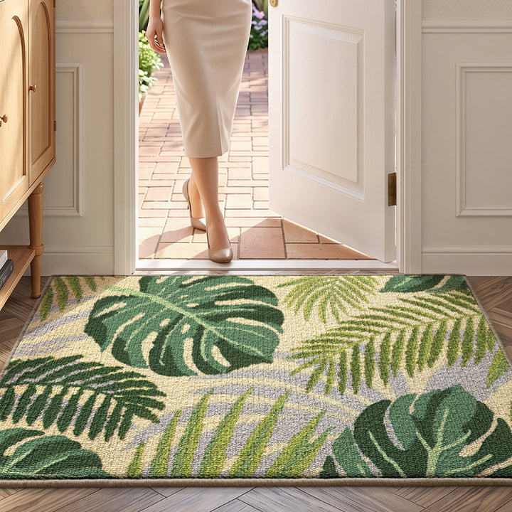 Tropical Leaf Design Area Rug