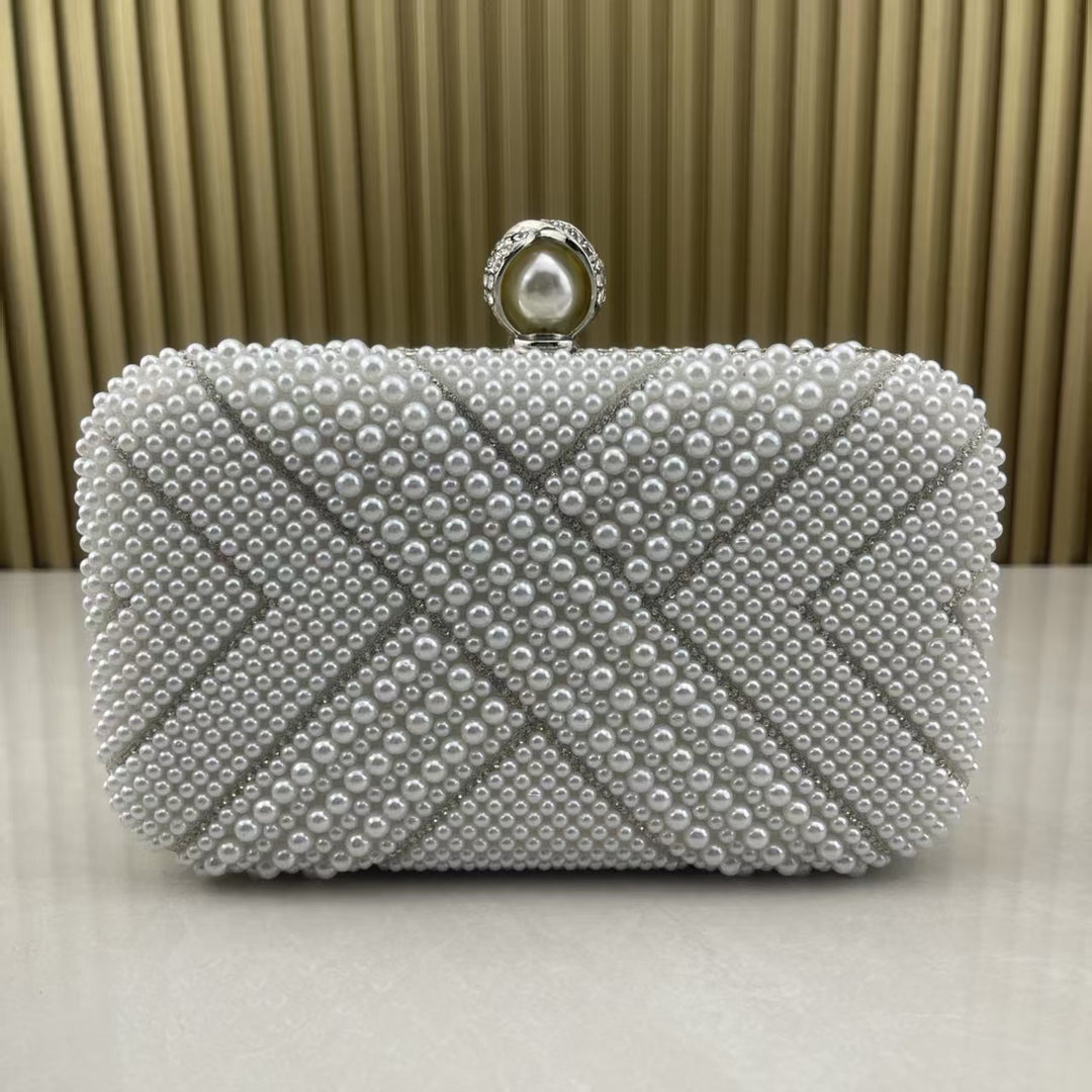 Pearl-Embellished Evening Clutch