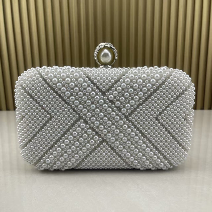 Pearl-Embellished Evening Clutch