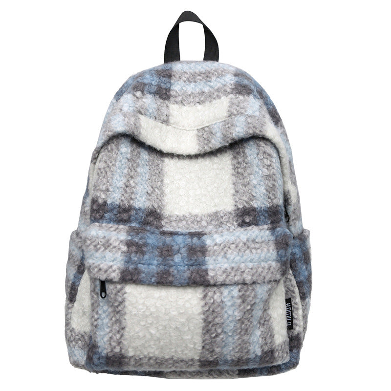 Cozy Fleece Checkered School Backpack Stornfield