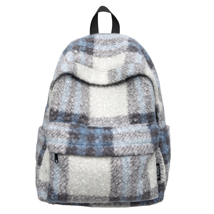 Cozy Fleece Checkered School Backpack Stornfield
