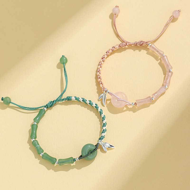 Adjustable Gemstone and Leaf Charm Bracelet Stornfield