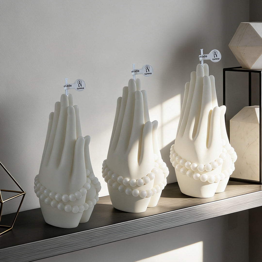 Sculpted Hands Decorative Candle