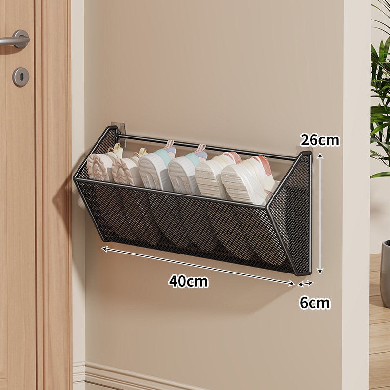 Wall-Mounted Mesh Slipper and Shoe Storage Basket Organizer