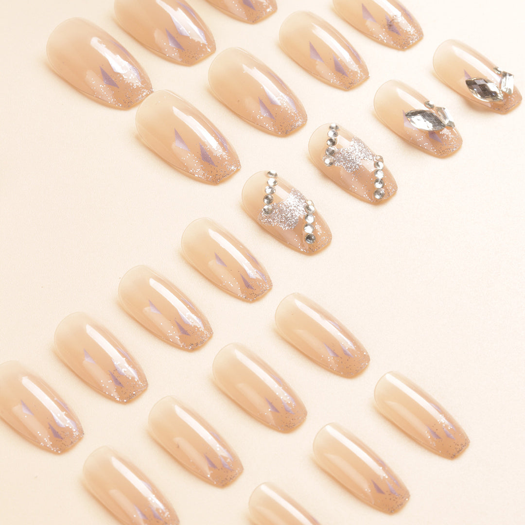 Artistic Crystal-Embellished Press-On Nail Set Stornfield