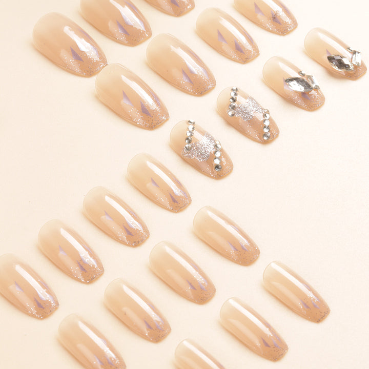 Artistic Crystal-Embellished Press-On Nail Set Stornfield