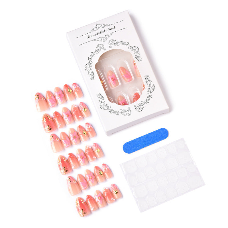Floral Embellished Press-On Nail Art Set 1790738249