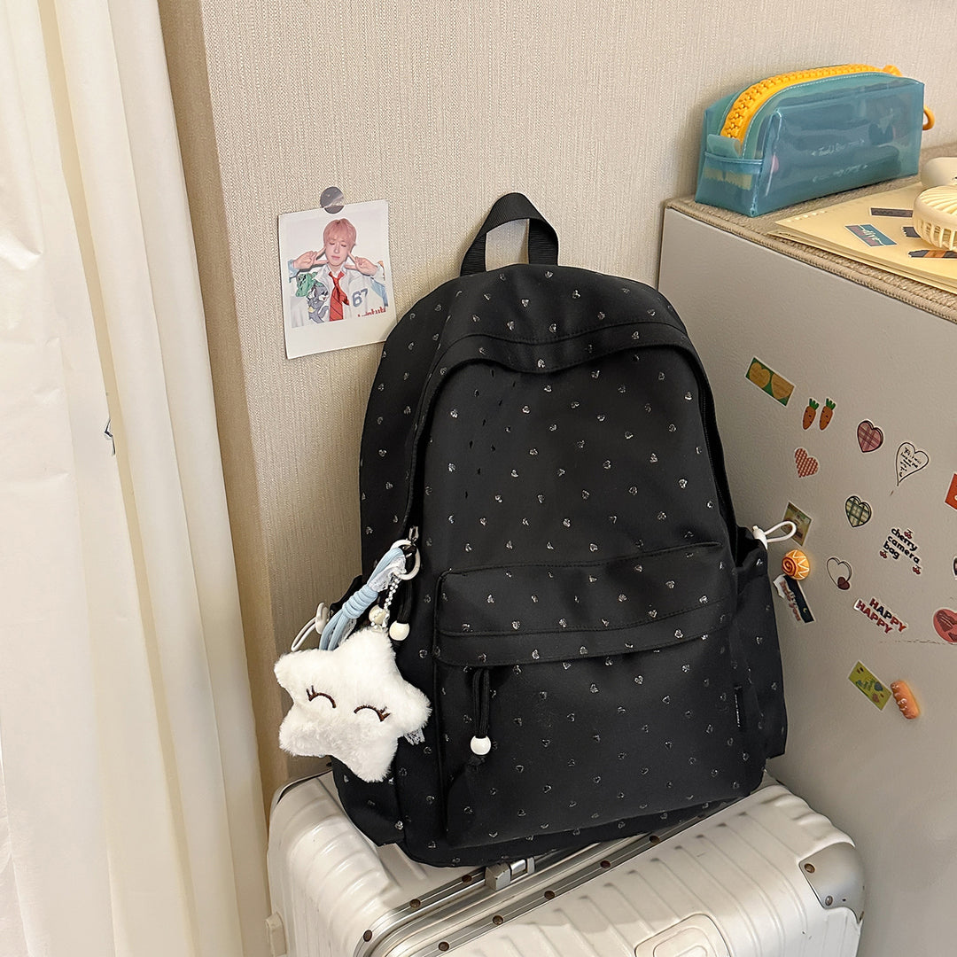 Playful Heart-Printed Backpack Stornfield