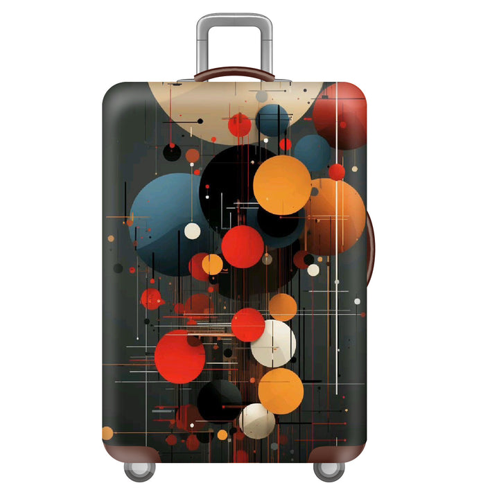 Unisex large hard shell suitcase with sturdy trolley handle and elastic motif protective cover superhero design Stornfield