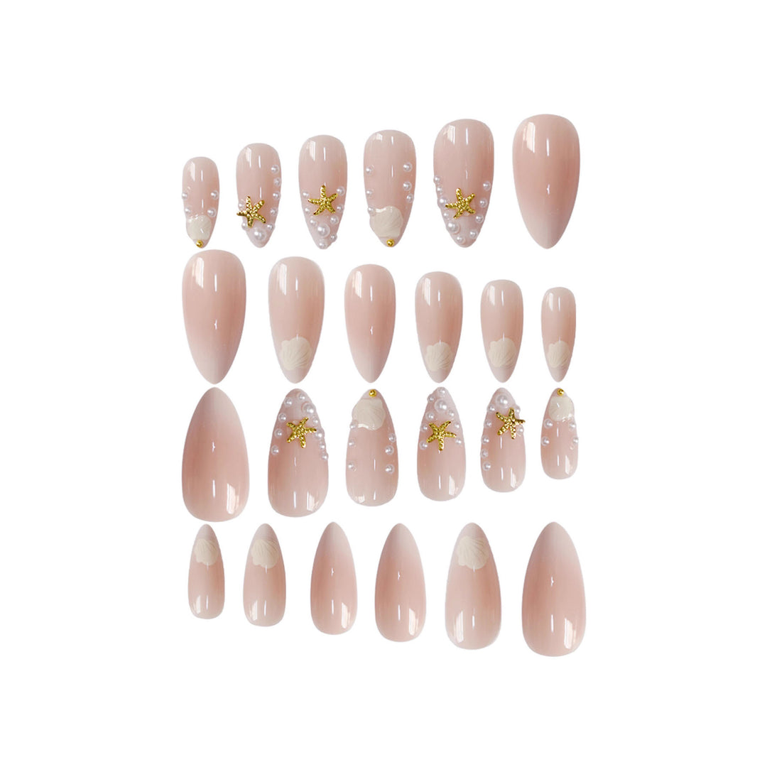 Artistic Shell-Inspired Press-On Nail Art Stornfield