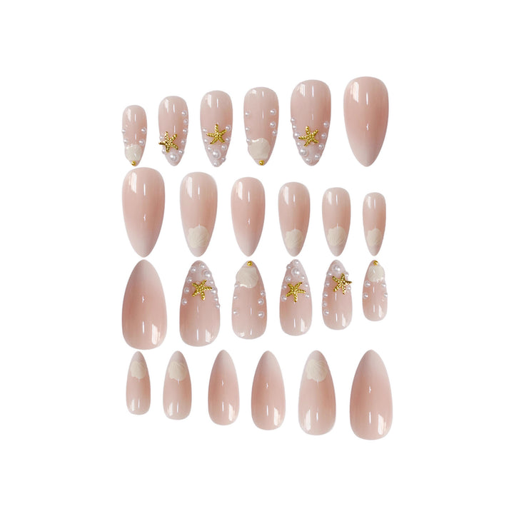 Artistic Shell-Inspired Press-On Nail Art Stornfield