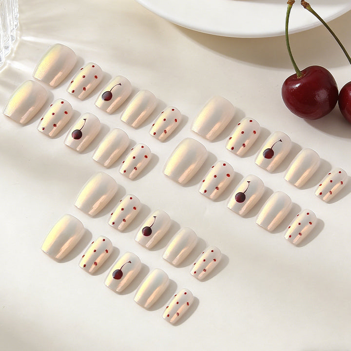 Artistic Cherry-Patterned Press-On Nail Set Stornfield