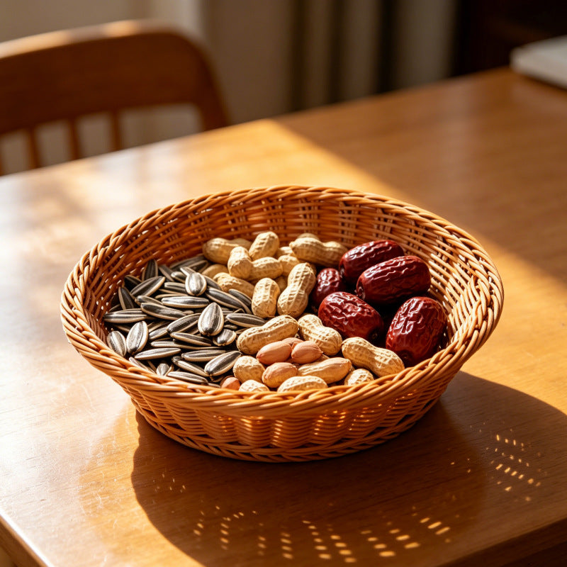 Round Decorative Woven Fruit Serving Basket Stornfield