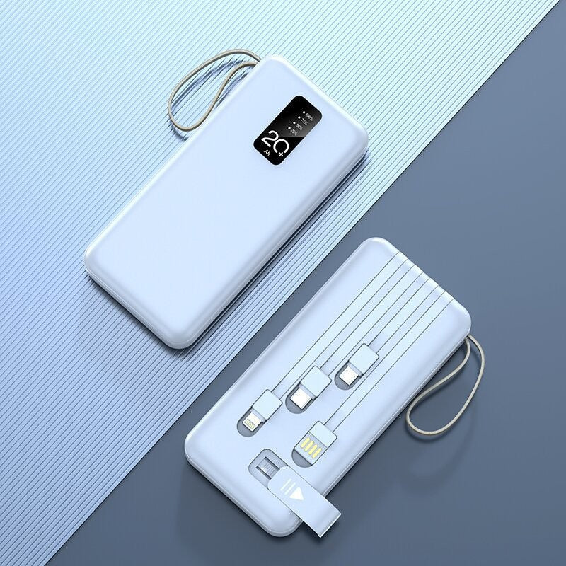 Portable power bank with integrated charging cables and intelligent energy management Stornfield