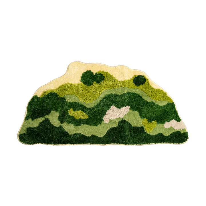 Shaped hand-tufted living room rug with moss-like structure and relief optics Stornfield