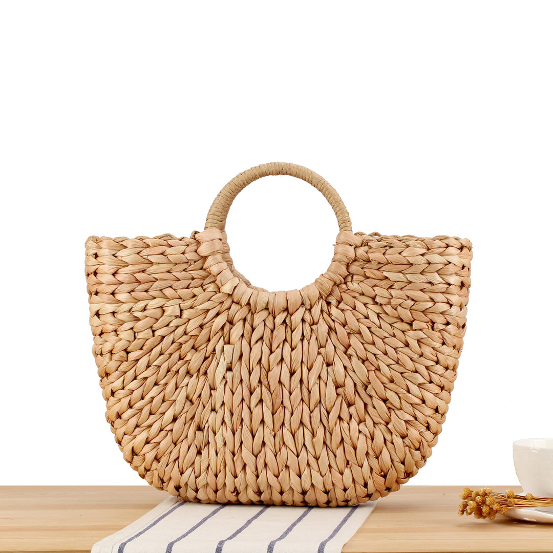 Handbag Made of Braided Natural Material with Elegant Round Handle Stornfield