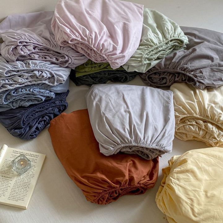 Deep-Pocket Elasticized Fitted Sheet Set with Sateen-Feel Pillowcases