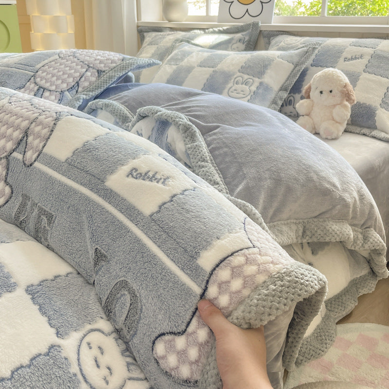 Cartoon Animal Plush Comforter Set