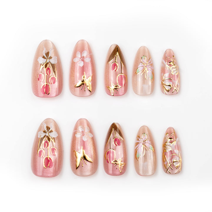 Elegant artificial nails with floral designs Stornfield