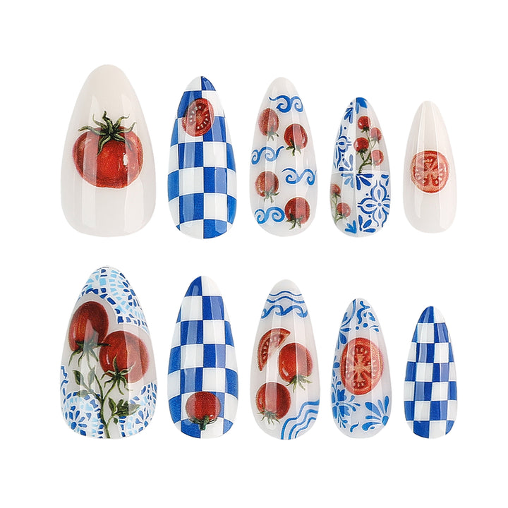 Artistic Stiletto Nails with Cheerful Tomato Design Stornfield