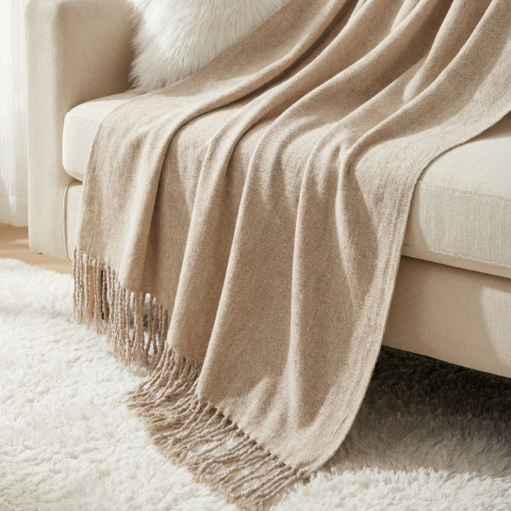 Ladies elegant and stylish couch blanket with fringes Stornfield