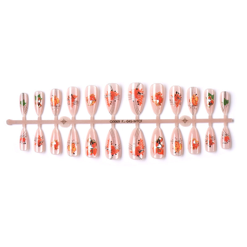 Fall-Themed Press-On Nail Art Set Stornfield