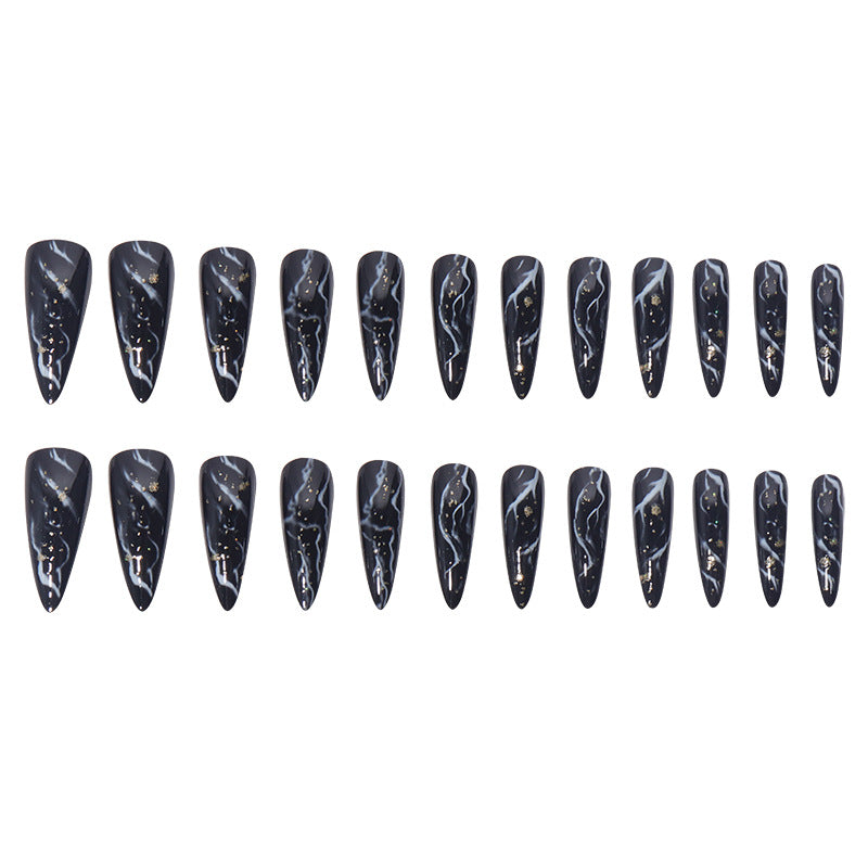 Elegant Marble Effect Press-On Nails Stornfield