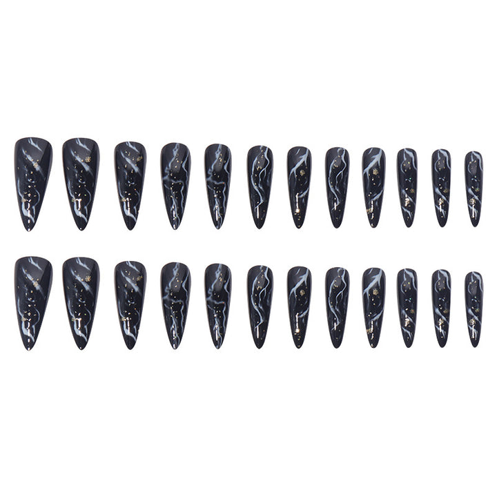 Elegant Marble Effect Press-On Nails Stornfield