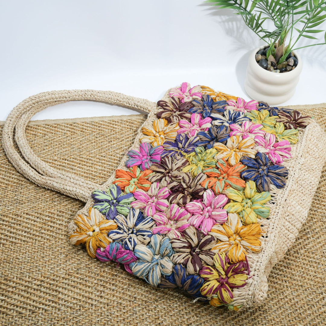 Handbag with Colorful Flower Applications Stornfield
