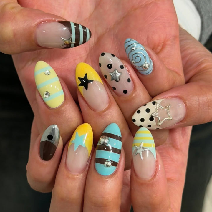 Stylish geometric accent artificial nails Stornfield