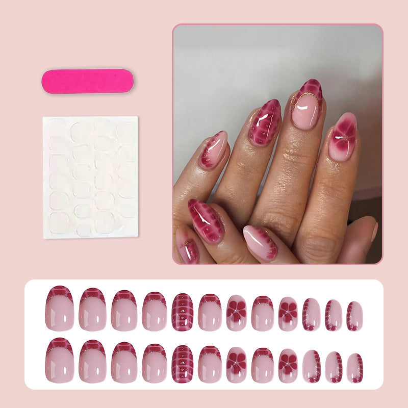 Artificial nail set with creative flower and diamond patterns Stornfield