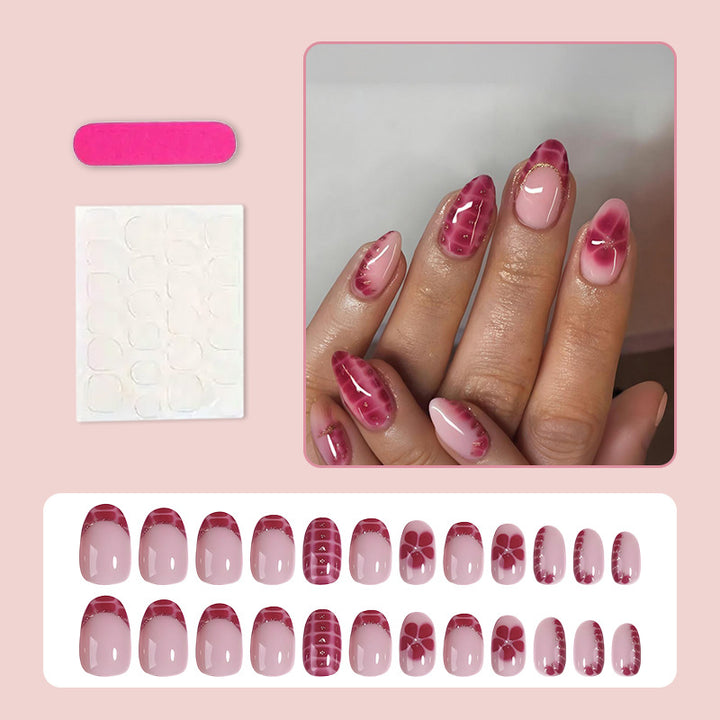 Artificial nail set with creative flower and diamond patterns Stornfield