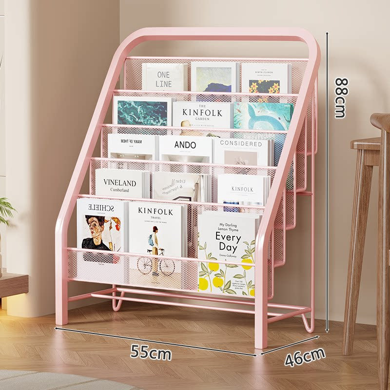 Slanted Tiered Mesh Floor Book and Magazine Display Rack