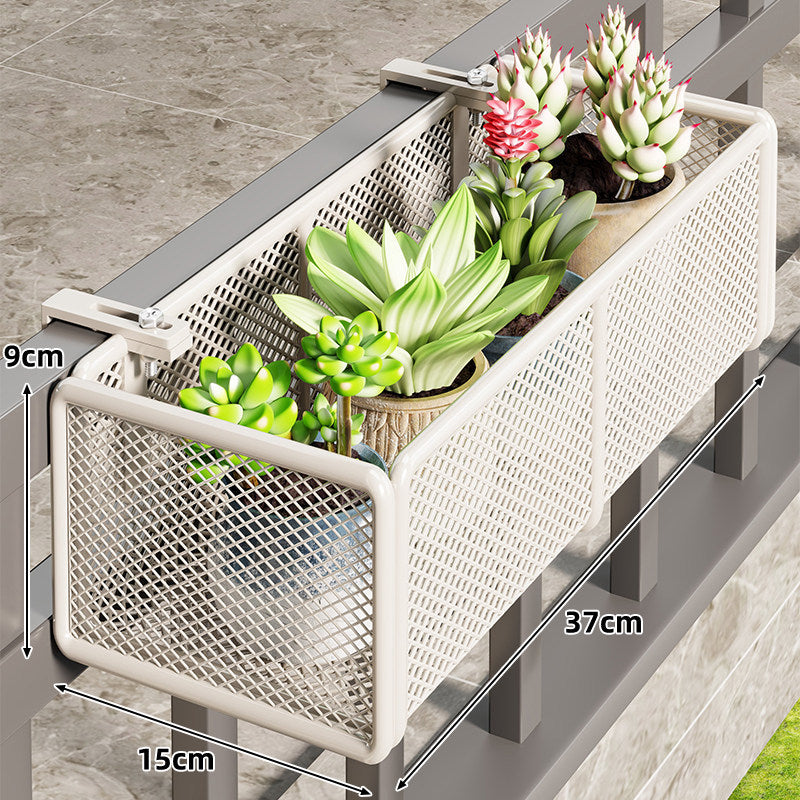 Mesh Balcony Hanging Planter Box with Clamp-On Mount and Drainage